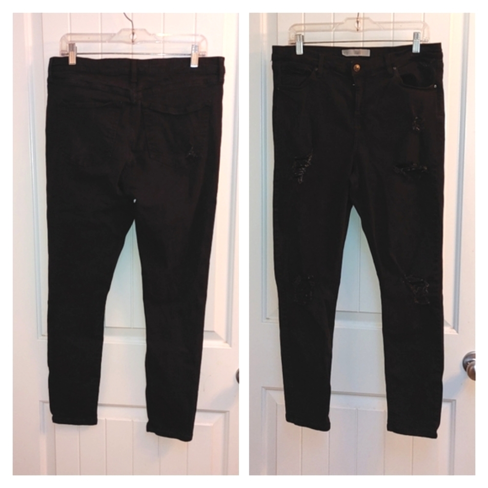 Popshop Moto Jamie Black stretchy men destructed distressed jeans W34 L32